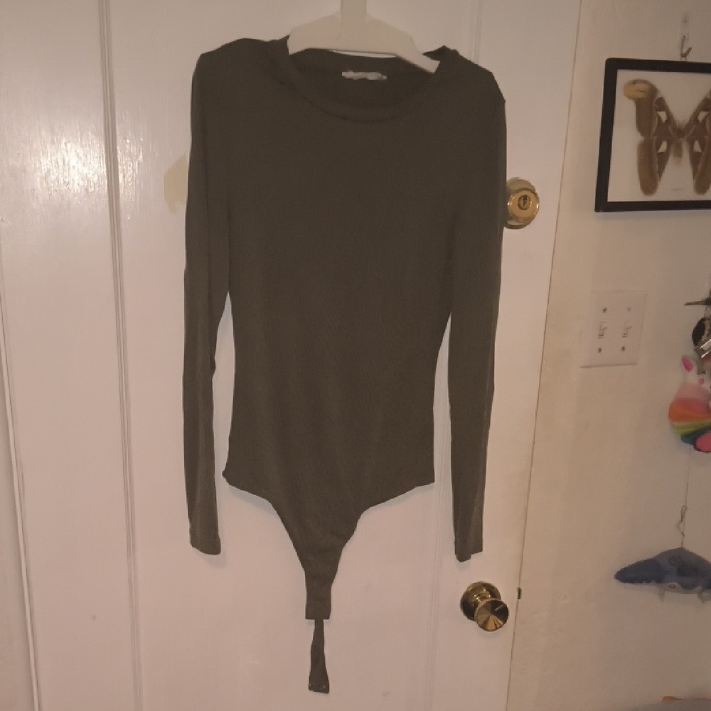 Elodie | Khaki Long Sleeve Bodysuit